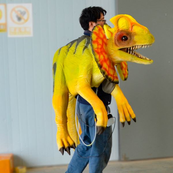 Dilophosaurus hand puppets props for stage
